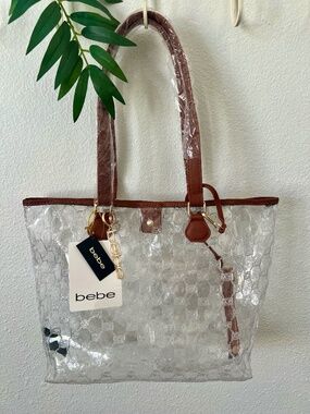 BEBE Caitlin Clear Tote With Matching Pouch